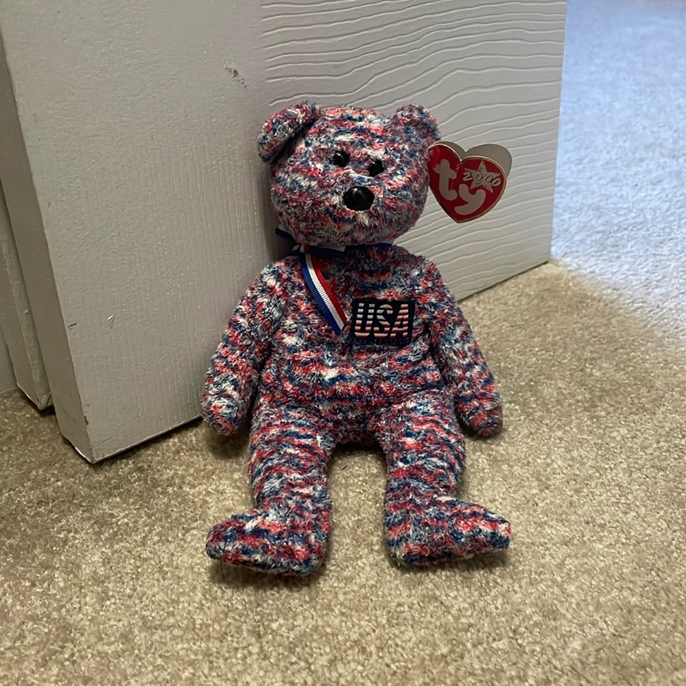 Rare Retired 2000 Ty Beanie Baby "usa" W/ Errors On Tush Tag